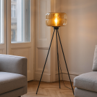 Retro gulv lampe rav, Sean, med brytare