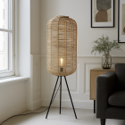 Rattan gulv lampe brun, Pinar, med brytare