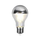 Dimmbare E27 topforspejlet pære Malik, sølv, A60, 4,8W, 2700K, IP44