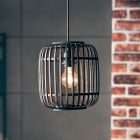 Træ pendler lampe sort, Brain