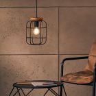 Træ pendler lampe sort, Taede