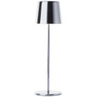 Modern genopladelig udendørs bordlampe nikkel, Skander, 4W, varm til kold hvid justerbar LED, IP44, med touch lysdæmper