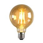 Dæmpbar Olucia E27 LED pære, G95, 6W, Amber glas, 2200k