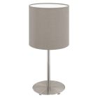 Taupe modern bordlampe stof, Abano, med brytare