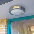 Sølv udendørs væglampe med skumringssensor glas, Bob, IP44