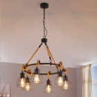 Sort industri pendler lampe stål, Simeon