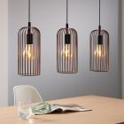 Sort industri pendler lampe stål, Silje