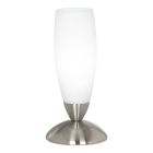 Nikkel modern bordlampe glas, Enland, med brytare