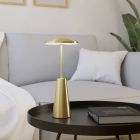 Guld modern bordlampe stål, Ishika, 2,8W, white switch LED, IP54, med beröringsdimmer