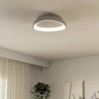 Hvid modern loftlampe plast, Shauni, 12W, varm til kold hvid justerbar LED, med fjärrkontroll