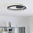 Sort modern plafond plast, Madhvi, 20W, varm til kold hvid justerbar LED, med fjärrkontroll