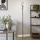 Messing design gulv lampe plast, Corwin, 8,8W, 3000K LED, med touch lysdæmper