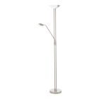 Nikkel design læselampe gulv glas, Brava, 20W, 3000K LED, med brytare