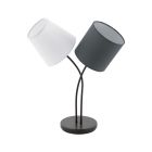 Hvid retro bordlampe stof, Anina, med brytare