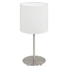 Hvid modern bordlampe stof, Abano, med brytare