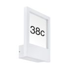 Hvid modern husnummer med lys aluminium, Jovan, IP44