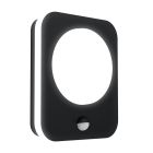 Sort modern udendørs væglampe med bevægelsessensor aluminium, Luut, 9W, 3000K LED, IP44