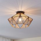 Brun rustik loftlampe stål, Yessica