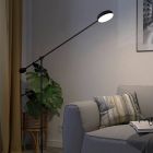 Sort modern læselampe gulv aluminium, Thies, 24W, 3000K LED, 3 trins lysdæmper