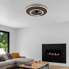 Sort design loftventilator metal, Maha, 36W, varm til kold hvid justerbar LED, med fjärrkontroll