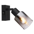 Sort modern vægspot metal, Norbert, med brytare