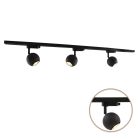 1M 1-faset skinnesystem sort + 3 Alco skinnespots