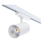 Hvid 3-faset skinnesystem spotlight aluminium, Rozina, 10W/20W/30W, hvid LED med afbryder