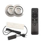 2 kipbar spots til udhæng Rona, IP44, med tilslutningssæt og fjernbetjening, krom