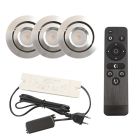 3 kipbar spots til udhæng Rona, IP44, med tilslutningssæt og fjernbetjening, krom