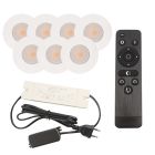 7 hvide spot til udhæng Dico, IP65 med tilslutningssæt og fjernbetjening