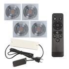 4 kipbar spots til udhæng Rona firkant, IP44, med tilslutningssæt og fjernbetjening, krom