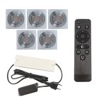 5 kipbar spots til udhæng Rona firkant, IP44, med tilslutningssæt og fjernbetjening, krom