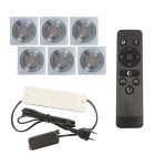 6 kipbar spots til udhæng Rona firkant, IP44, med tilslutningssæt og fjernbetjening, krom