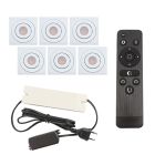 6 kipbar spots til udhæng Rona firkant, IP44, med tilslutningssæt og fjernbetjening, hvid