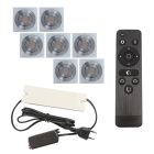 7 kipbar spots til udhæng Rona firkant, IP44, med tilslutningssæt og fjernbetjening, krom