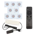 8 firkantede hvide spot til udhæng Dico, IP65 med tilslutningssæt og fjernbetjening