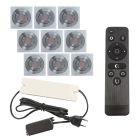 9 kipbar spots til udhæng Rona firkant, IP44, med tilslutningssæt og fjernbetjening, krom