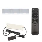 3 firkantede hvide påbygningsspots veranda Fredo, IP44 med tilslutningssæt og fjernbetjening