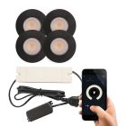 4 sorte smart spot til udhæng Dico, IP65 med tilslutningssæt