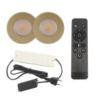 2 messing spot til udhæng Dico, IP65 med tilslutningssæt og fjernbetjening