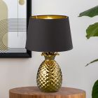 Keramik bordlampe guld, Monsted, med brytare