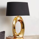 Keramik bordlampe guld, Moldrup, med brytare