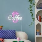 Gennemsigtig væglampe plast, Coffee, 5W, lyserød LED, med brytare