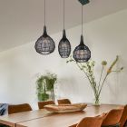 Sort pendler lampe rustik, Rins