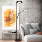 Sort læselampe gulv modern, Yazid, 32W, justerbar lysfarve LED, med beröringsdimmer