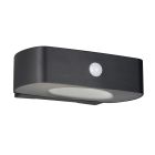 Sort udendørs væglampe solcelle modern, Pytsje, 6W, 4000K LED, IP44, med brytare