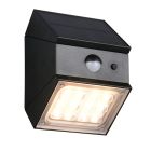 Sort udendørs væglampe solcelle modern, Majida, IP65