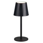 Sort genopladelig bordlampe metal, Priya, 1,6W, varm til kold hvid justerbar LED, 3 trins lysdæmper