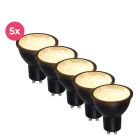 5-pak sort dæmpbar GU10 LED spot Antonie, 5 Watt, 2700K (varm hvid)