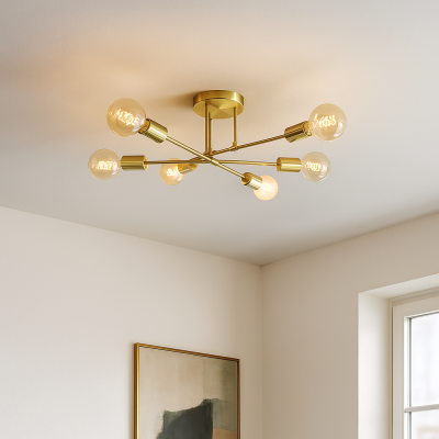 Modern loftlampe guld, Amos